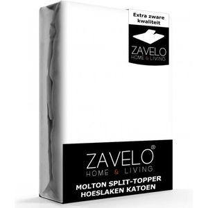 Zavelo Molton Split-Topper Hoeslaken - 180x220 cm - 100% Katoen - 10cm Hoekhoogte - Wasbaar tot 60 graden - Rondom Elastisch