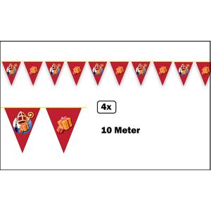 4x Vlaggenlijn Sinterklaas kado 10 meter - Sint en piet Sinterklaas feest 5 december Sint Nicolaas