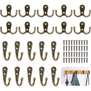 Vintage Kledinghaken - 20 stuks - Bronskleurig