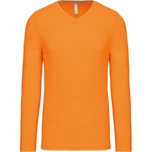 2 Pack Kariban Herenshirt met lange mouwen en V-hals Orange - XL