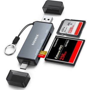 Sounix CF Kaartlezer - CF/SD/Micro SD Cardreader - Memory Card Kaart Reader