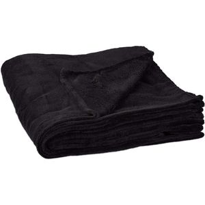 Knuffeldeken extra groot van polyester, fleece, wasbaar op 30 °C, h x d: 1 x 200 x 220 cm, zwart