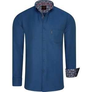 Cappuccino Italia - Heren Overhemden Regular Fit Overhemd Navy - Blauw - Maat S