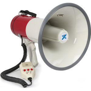 Megafoon met Sirene en Opnamefunctie - Vonyx MEG050 - Afneembare Microfoon - 1 KM Bereik - 50 Watt