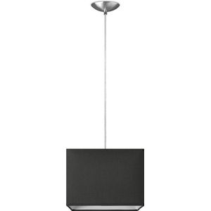 Home Sweet Home hanglamp Block - verlichtingspendel Basic inclusief lampenkap - lampenkap 25/25/18cm - pendel lengte 100 cm - geschikt voor E27 LED lamp - antraciet
