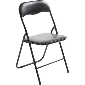 Lara klapstoel - eventstoel - partystoel - zwart - kunstleer - metaal - comfortabel - zithoogte 43 cm - set van 1 - lichtgewicht