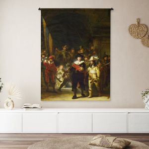 Wandkleed - Wanddoek - De Nachtwacht - Rembrandt van Rijn - 120x160 cm - Wandtapijt