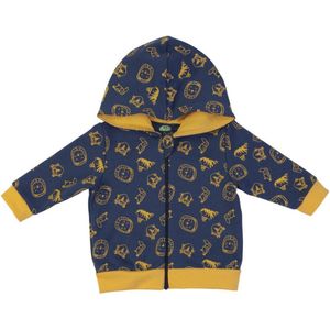 Babyshower - Kraamcadeau - Vest met capuchon - knuffelzacht - 100% french terry katoen - baby/peuter - hip en uniek ! met diertjes - navy - maat (56/62) maat 0-3 mnd
