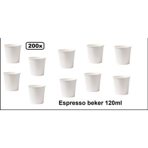 200x Koffiebeker karton wit 120ml - Espresso Koffie thee chocomel soep drank water beker karton