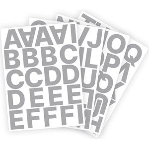 Letter stickers / Plakletters - Stickervellen Set - Metallic Zilver - 5cm hoog - Geschikt voor binnen en buiten - Standaard lettertype - Glans