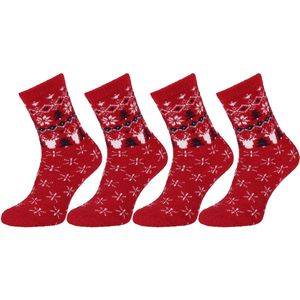 2x Warme, rode sokken met kerstpatroon, OEKO-TEX certificaat