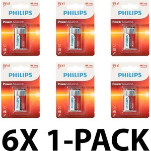 9V batterijen – Alkaline - 550 mAh - Voordeelverpakking 6 stuks