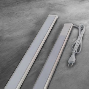 Trango LED onderbouwlamp 4-traps dimbaar 2533 *SUN* Keuken onderbouw lamp lichtstrip 600mm lang 12 Watt 230V in titanium met touch dimmer 3000K warm wit opbouwarmatuur, kastverlichting, onderkast