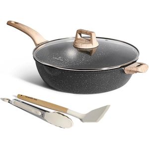 Perfecto Wokpan 32 Cm Met Deksel - Anti-Aanbaklaag - Braadpan Inductie - PFOA PFAS Vrij - Softtouch Koudgreep - Wokpan Diep