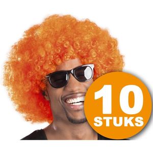 Oranje Pruik | 10 stuks Oranje Feestpruik ""Afro"" | Feestartikelen Oranje Hoofddeksel | Feestkleding EK/WK Voetbal