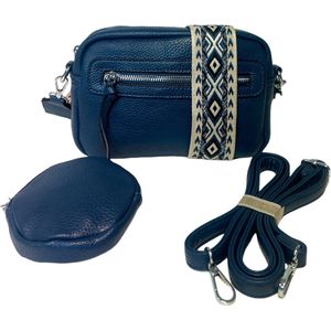 THL Design - Kleine Dames Schoudertas - Dames Tasje - 2 Banden - Bag Strap - Mini Portemonnee - Jeans Blauw