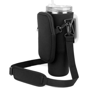 Allecto Plus - Neopreen Flessentas met Verwijderbaar Zakje voor Waterfles - Geschikt voor 40oz Bekers - Verstelbare Band - Beige.
