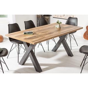 Industriële eettafel 160cm eiken look met zwarte X-poten