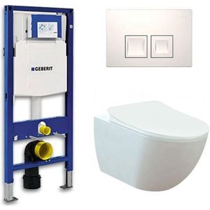 Geberit UP 100 toiletset - Inbouw WC Wandcloset - Creavit Mat Wit Geberit Delta-50 Wit