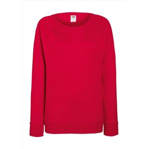 Rode sweater / sweatshirt trui met raglan mouwen en ronde hals voor dames - rood - basic sweaters M (38)