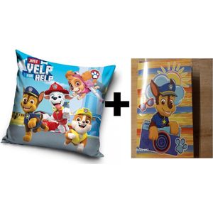 Wenskaart samen met een mooi Pawpatrol gevuld kussen - Paw patrol - 40*40cm