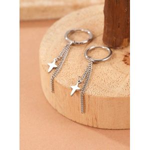 Roestvrij stalen oorbellen zilverkleur 5.8 cm