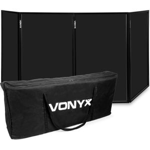DJ Booth - Vonyx DB2B DJ scherm inclusief tas - Set met 4 panelen van 120 x 70cm met tas - Zwart
