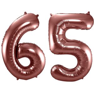 Folat Folie ballonnen - 65 jaar cijfer - brons - 86 cm - leeftijd feestartikelen