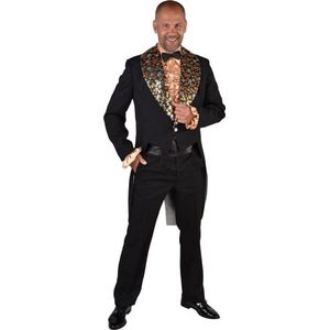 Magic By Freddy's - Glitter & Glamour Kostuum - Slipjas Met Glinsterende Sterren Showmaster Man - Zwart - XL - Carnavalskleding - Verkleedkleding
