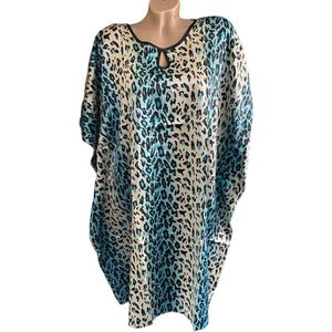 Kaftan - Tuniek - Strandjurk - Panterprint - Blauw - 95 x 90 cm