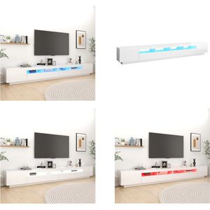 vidaXL Tv-meubel met LED-verlichting 300x35x40 cm hoogglans wit - Tv-kast - Tv-kasten - Televisiekast - Televisiekasten