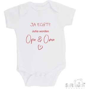 100% katoenen Romper ""JA ECHT!! Jullie worden Opa & Oma"" Jongens Katoen Wit/rood Maat 62/68
