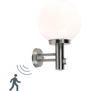 QAZQA sfera - Moderne Buitenlamp met Bewegingsmelder | Bewegingssensor | sensor voor buiten - 1 lichts - L 270 mm - Staal - Buitenverlichting