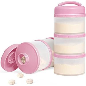 Melkpoeder Toren - Melkpoeder Bewaarbakjes - Melkpoeder Bewaardoos - Baby Roze