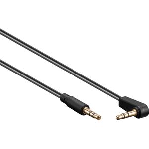 3,5mm Jack stereo audio slim kabel - haaks / zwart - 0,50 meter