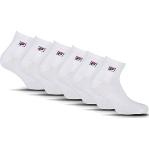 FILA - Quartersokken / Enkelsokken - 6 Pack - Maat 43/46 - Wit - Klein Logo op de enkel