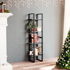 vidaXL Boekenkast - 4 schappen - 40x30x140 cm - Grijs Boekenkast - Houten Boekenkast - Grijze Boekenkast - Industrieel Design - Bibliotheek