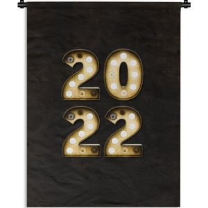 Wandkleed - Wanddoek - Nieuwjaar - 2022 - Kaarsen - Kerst - 90x120 cm - Wandtapijt