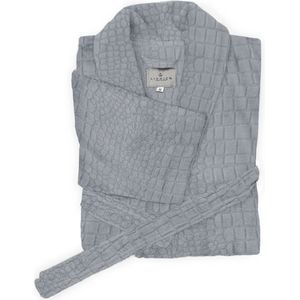 Linnick Flanel Fleece Badjas Croco Uni - zilver - S - Badjas Dames - Badjas Heren