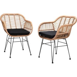 Casaria Polyrattan Kuipstoel Bali - met Kussens – 2 Stuks