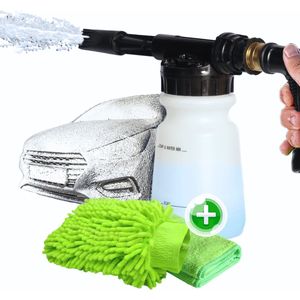 Waymore Snow Foam Gun voor Tuinslang - met Microvezeldoek & Washandschoen - Schuimsproeier voor Auto Wassen - Foam Cannon