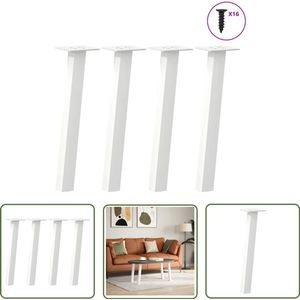 The Living Store Salontafelpoten 4 st 42 cm staal wit - Salontafel Potten - Salontafel Poten Kopen - Houten Salontafel Poten - Metalen Salontafel Poten - Witte Salontafel Poten