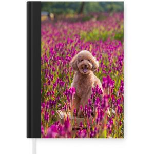Notitieboek - Schrijfboek - Hond - Bloemen - Lavendel - Lente - Notitieboekje klein - A5 formaat - Schrijfblok