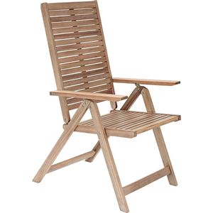 NATERIAL- SOLARIS tuinstoel met armleuningen - klapstoel - klap tuinstoel - stoel met hoge rugleuning - stoel met meerdere standen - 5-voudig verstelbaar - acacia - beige
