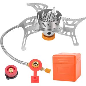 Draagbaar winddicht camping gasfornuis - 3900 W mini brander met piëzo-ontsteking voor outdoor koken