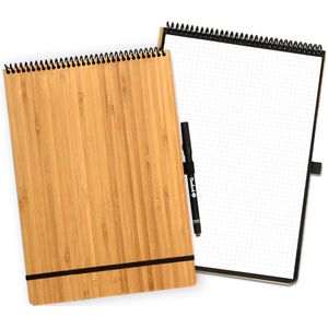 Bambook Notepad - Hardcover - A4 - Dotted pagina's - Met 1 gratis stift - Uitwisbaar schrijfblok / herbruikbaar notitieblok / duurzaam kladblok / whiteboard collegeblok