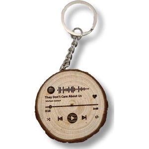 Gepersonaliseerde Spotify Sleutelhanger | Dennenhout | PlayButton Design | Perfect Muziekcadeau voor Koppels & Feestdagen!