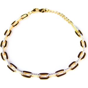 Zilveren armband geel goud verguld gezet met transparante cubic zirconia stenen