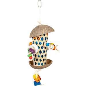 Duvoplus - Speelgoed Voor Dieren - Vogel - Forage Coco & Bamboe Koker 18x18x30cm Meerkleurig - 1st