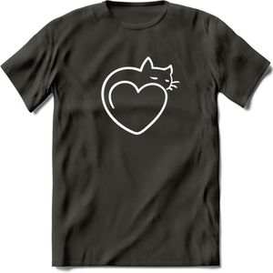 Sleepy Cat - Katten T-Shirt Kleding Cadeau | Dames - Heren - Unisex | Kat / Dieren shirt | Grappig Verjaardag kado | Tshirt Met Print | - Donker Grijs - XXL